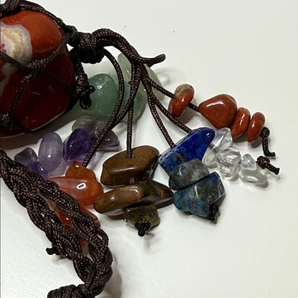 Bohemian Multicolor netted Gemstone Beaded Bracelet big rocks suncatcher